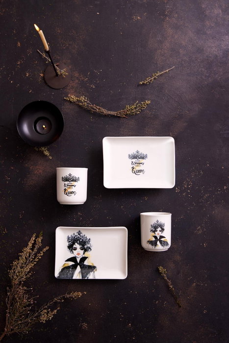 Hermia Juego de Cena de 4 Piezas en Porcelana Blanca